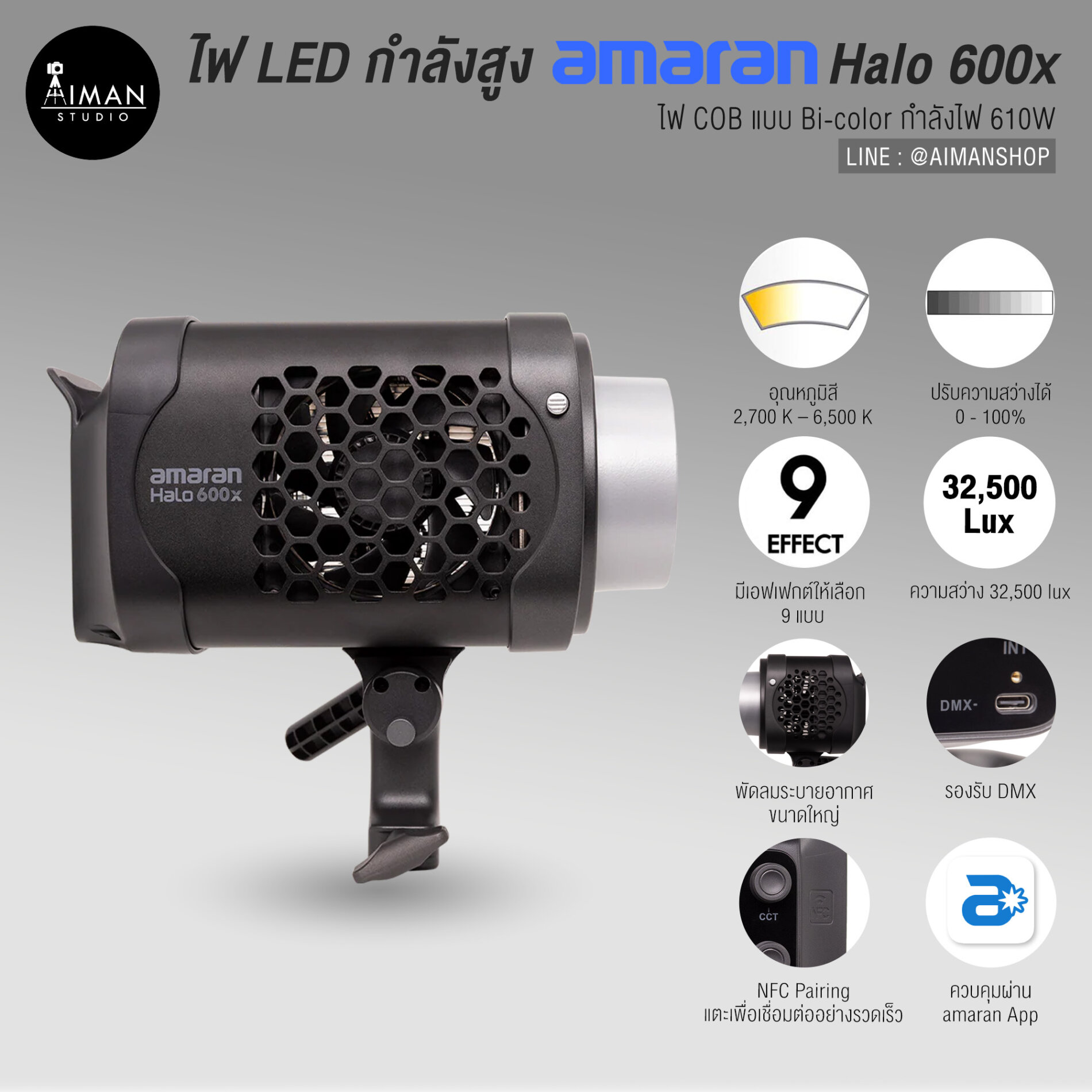 ไฟ LED กําลังสูง Amaran Halo 600x -01